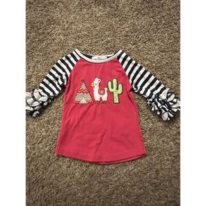 Marie Nicole Girls Shirt Top Llama Teepee Cactus w/ Ruffles Size XXS 6-12 months